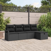 Set di divani con cuscino 5 pcs Nero polyrattan