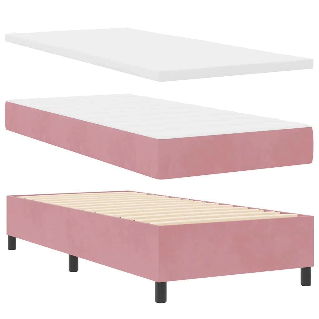 Letto a Sorgente LED con materasso Rosa 100 x 200 cm Velluto 3343297