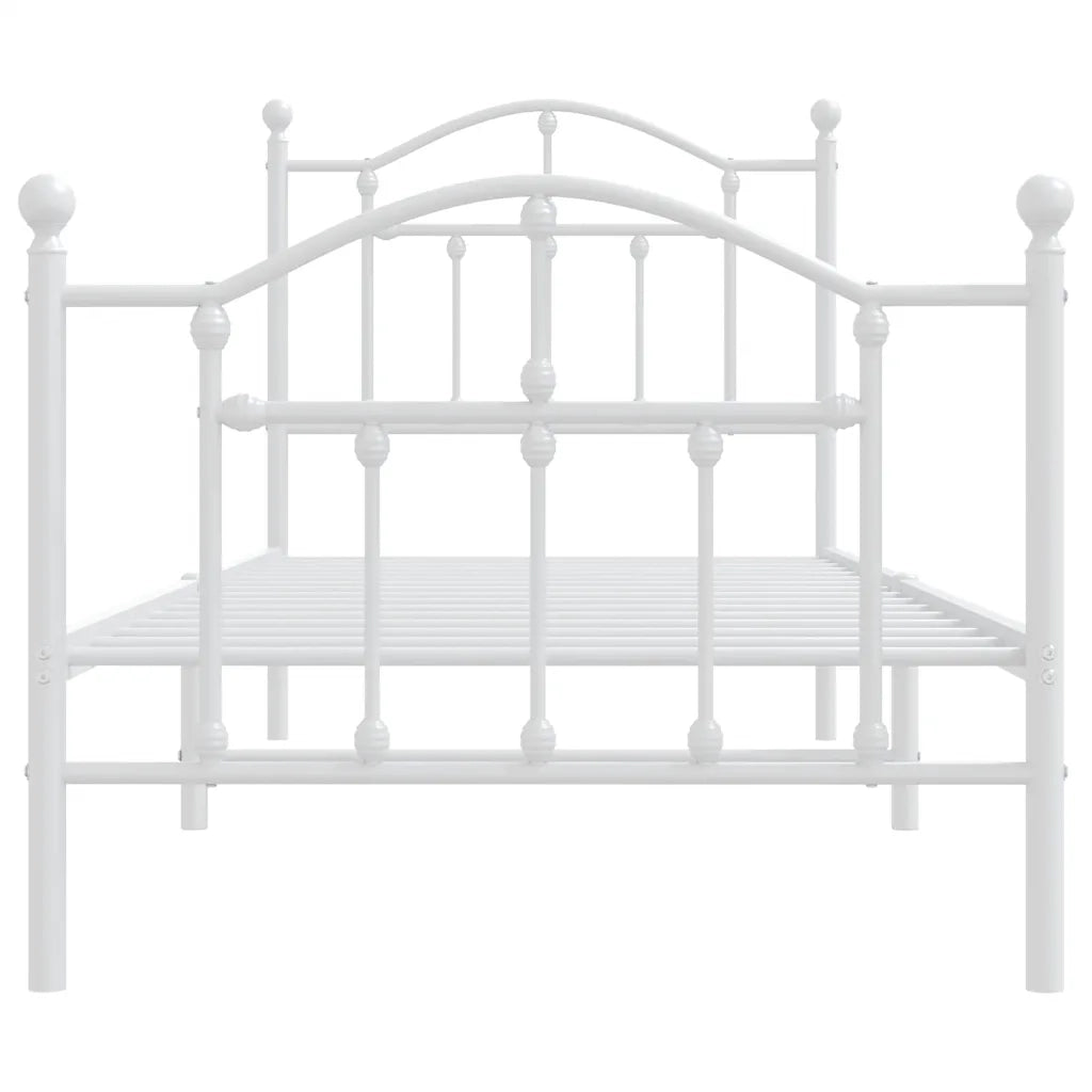 Letto singolo | Letto per adulti | Giroletto con Testiera e Pediera Metallo Bianco 90x190 cm