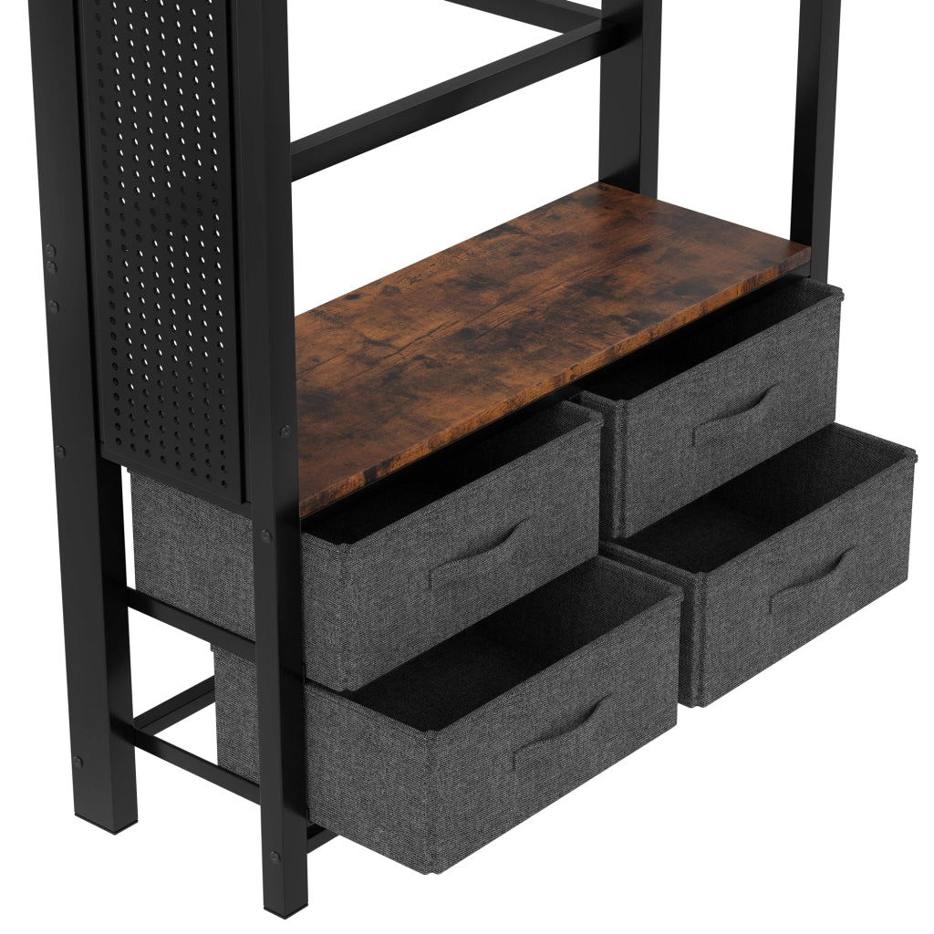 LETTO a soppalco 90x200 cm metallo nero con 4 cassetti LED USB e Type-C