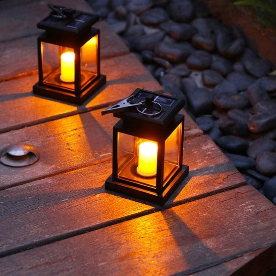 Lampada da tavolo esterno solare, lampada decorativa da palazzo, lampada da giardino da atmosfera, lampada da interno con candela acqua resistente, stile 3