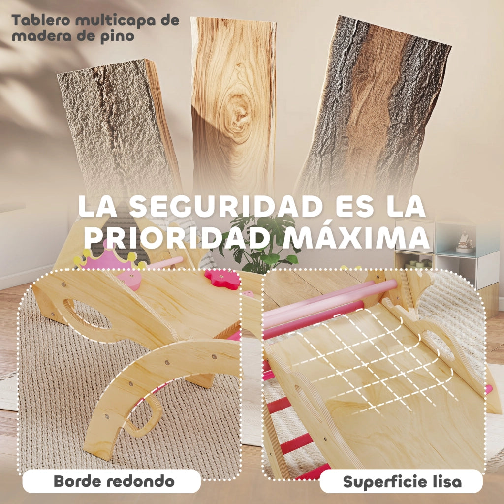 Triangolo di Arrampicata Montessori ¨C Minimal ¨C Legno, Rosa, 8 in 1