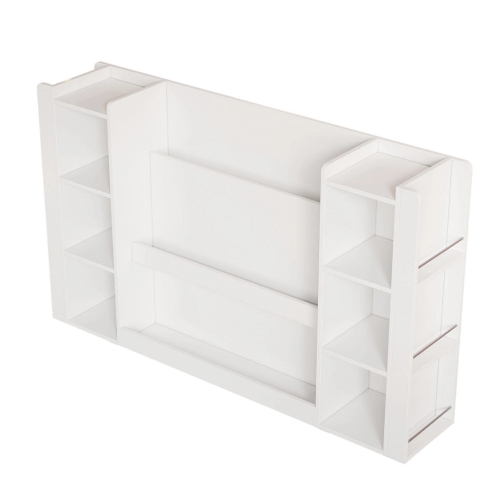 Libreria per bambini con vani aperti e angoli arrotondati in MDF bianco