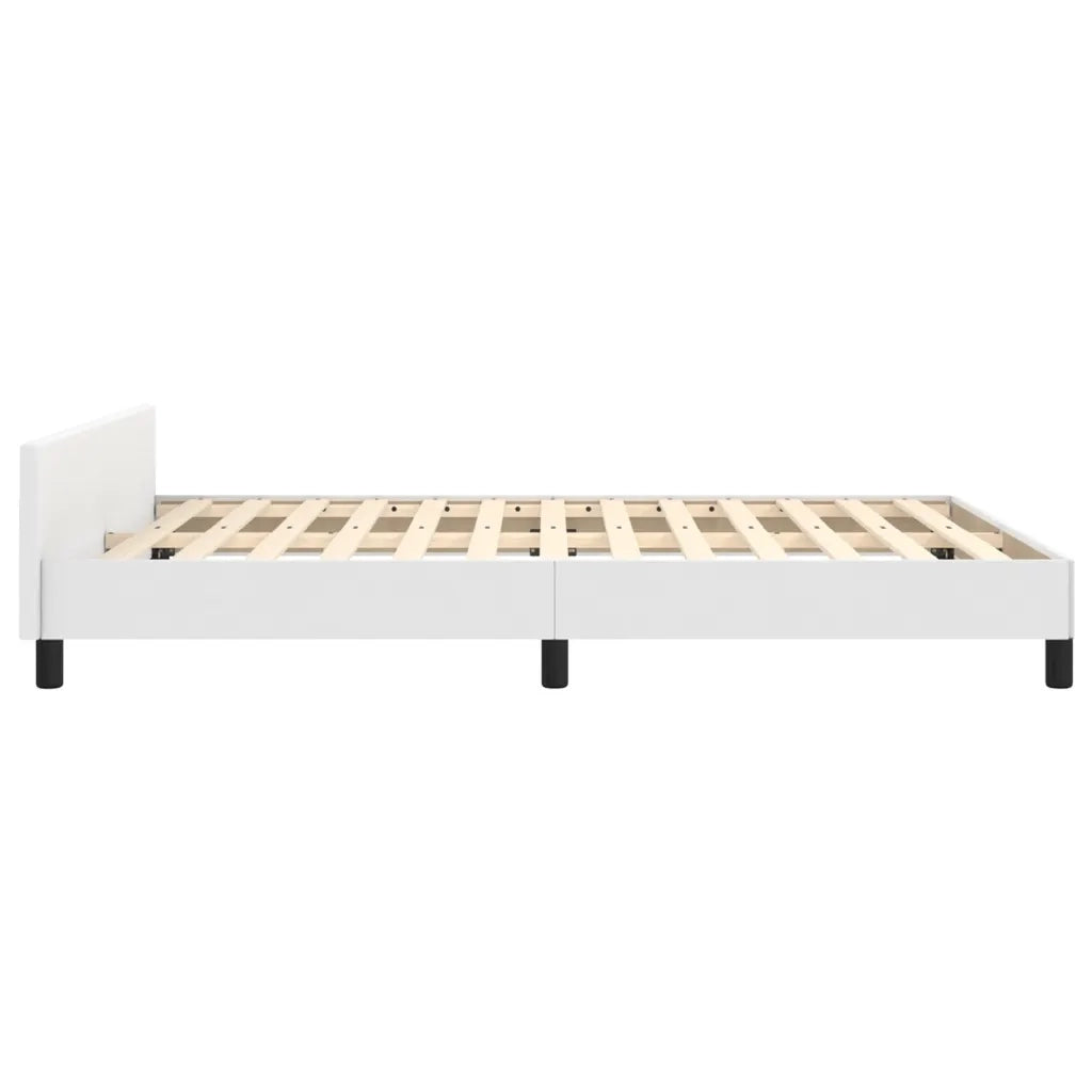 Letto matrimoniale | Letto per adulti | Giroletto con Testiera Bianco 140x190 cm in Similpelle