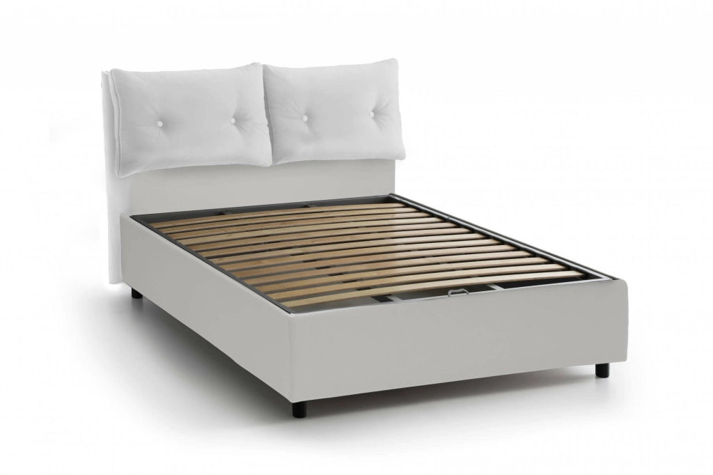 Letto Matrimoniale Andrealo, Letto Matrimoniale Materasso Incluso Made in Italy, Bianco