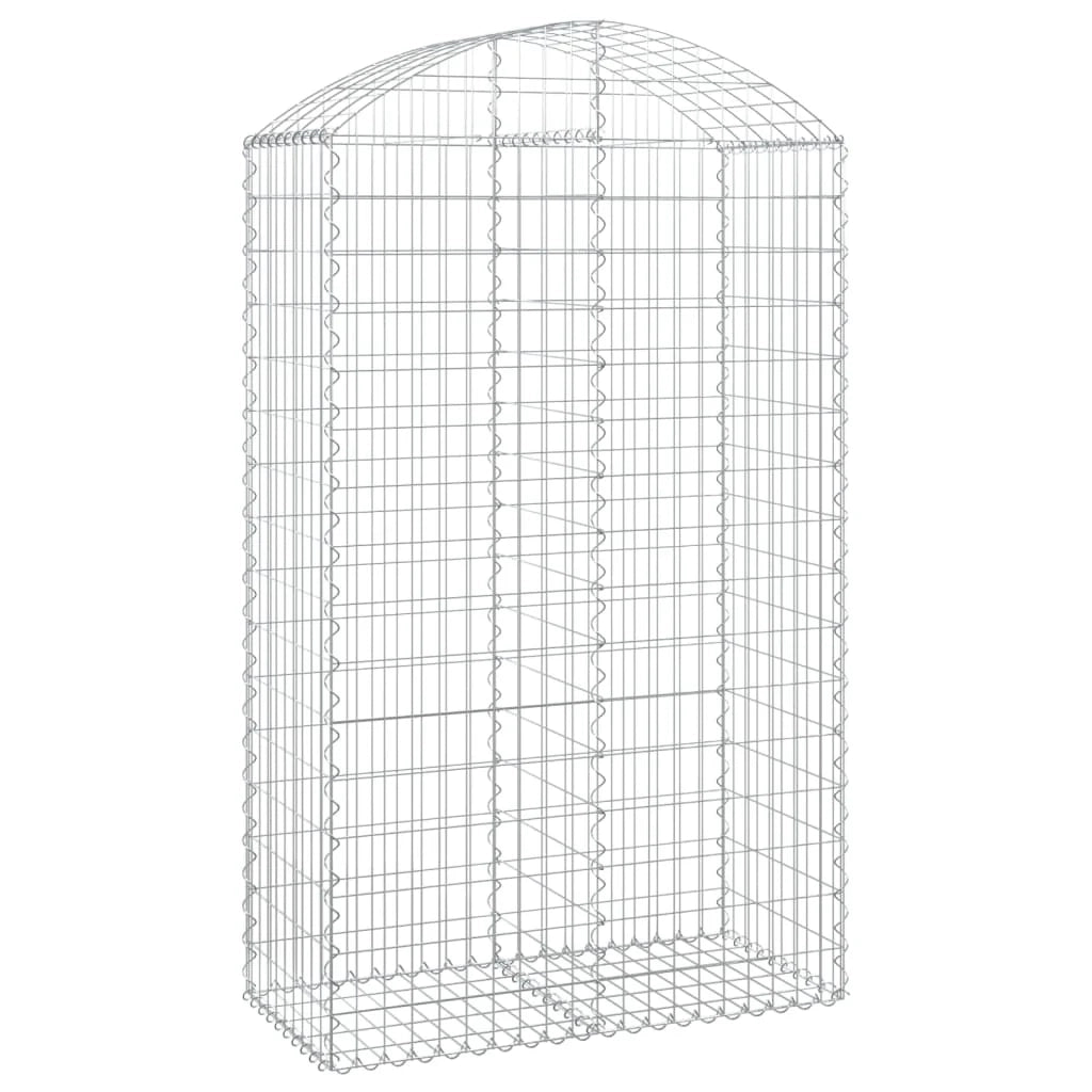 Cesto gabbione recinzione a gabbia muro di contenimento ad arco 100 x 50 x 160/180 cm ferro zincato argento 02_0039963