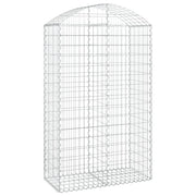 Cesto gabbione recinzione a gabbia muro di contenimento ad arco 100 x 50 x 160/180 cm ferro zincato argento 02_0039963