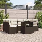 Set Divano da Giardino con cuscino 7 pcs Marrone polyrattan