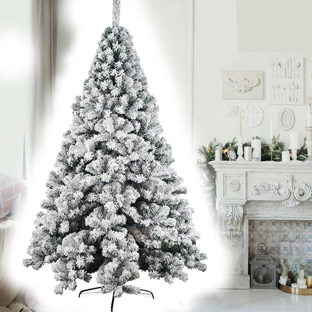Trade Shop - Albero Di Natale Innevato 120cm Nataluna Super Folto Effetto Neve Modello Aspen -
