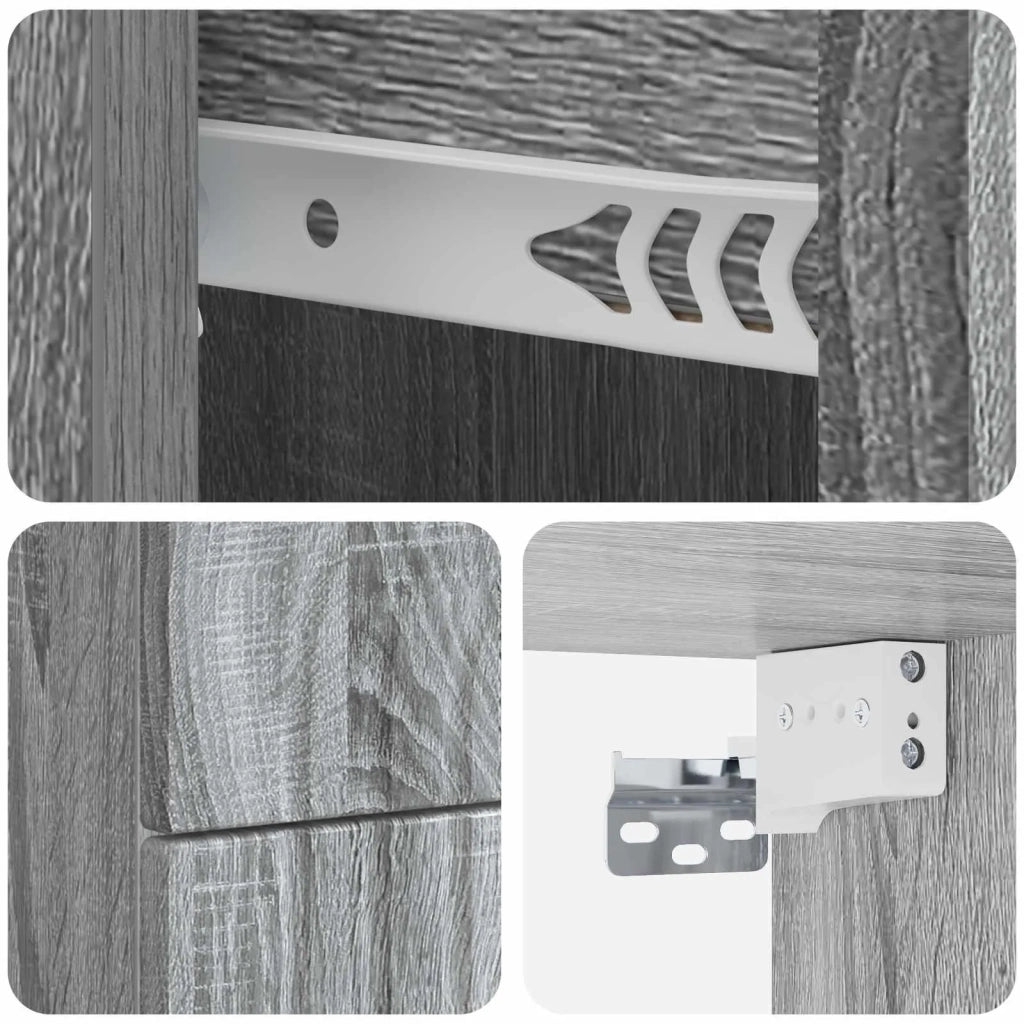 Comodino | Armadio da Notte | Mobiletto da notte a muro Grigio Sonoma 33 x 34,5 x 40 cm