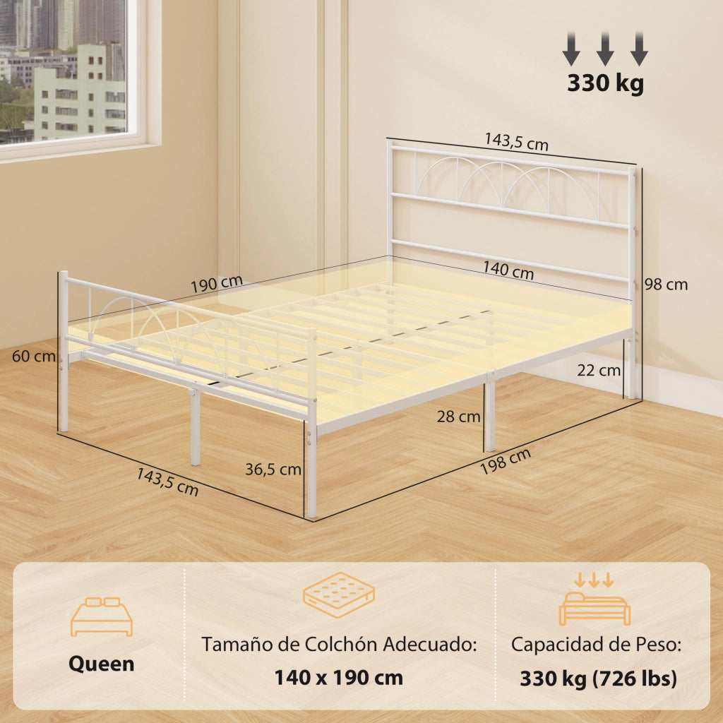 Letto Matrimoniale con Contenitore e Testiera in Acciaio ¨C Zephmum ¨C 140x190 cm