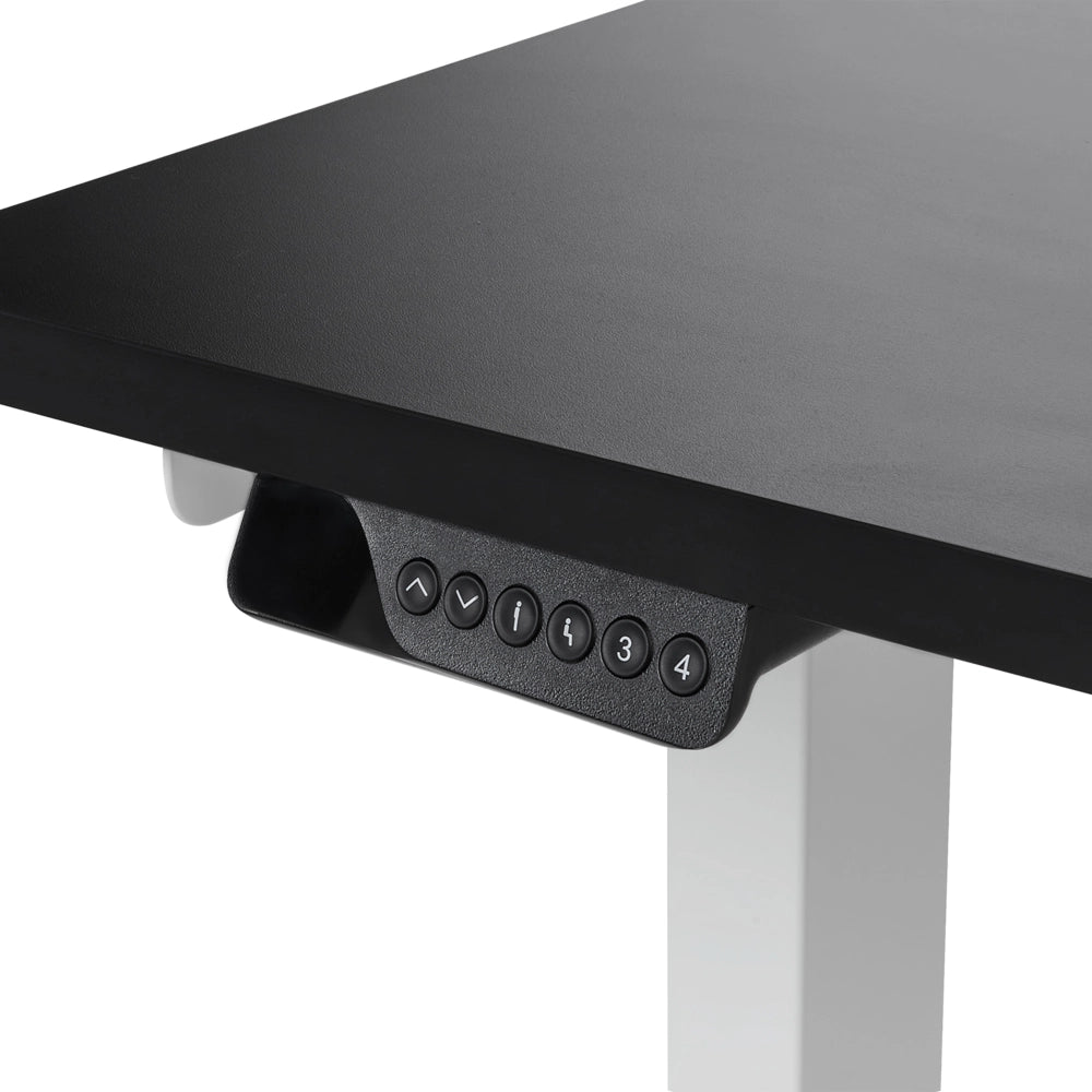 Scrivania elettrica regolabile a forma di L 160 x 59 cm Piano bianco e nero lato destro stile moderno
