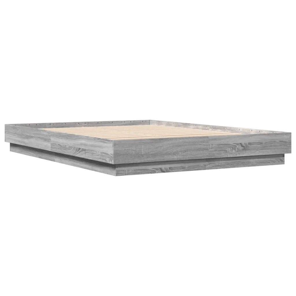Letto matrimoniale | Letto per adulti | Giroletto con Luci LED Grigio Sonoma 160x200 cm