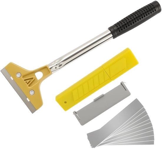 Schrappatore in vetro da 30 cm - Manico antiscivolo ergonomico - 10 lame in acciaio di carbonio - Sicuro per superfici sensibili