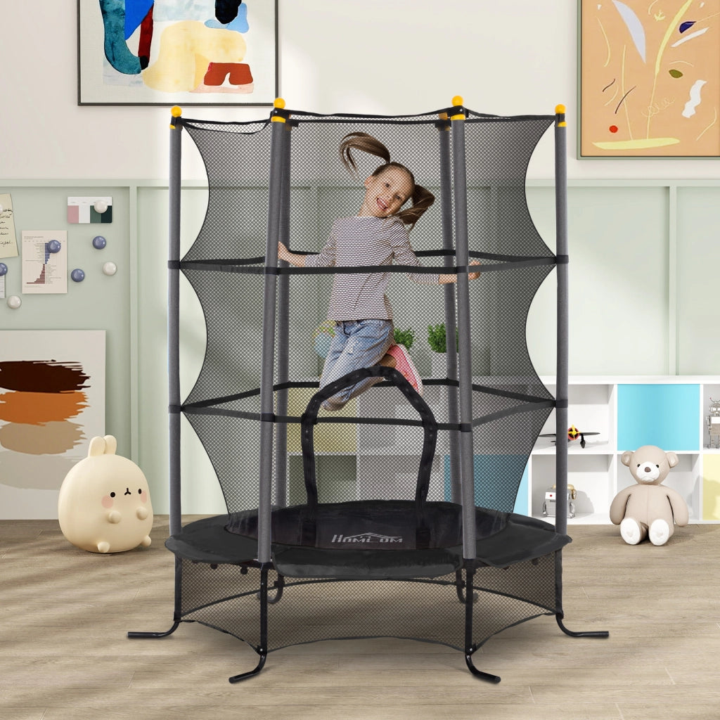 Trampolino per bambini ?163 cm ¨C Xylo ¨C con rete di sicurezza, acciaio e plastica, nero