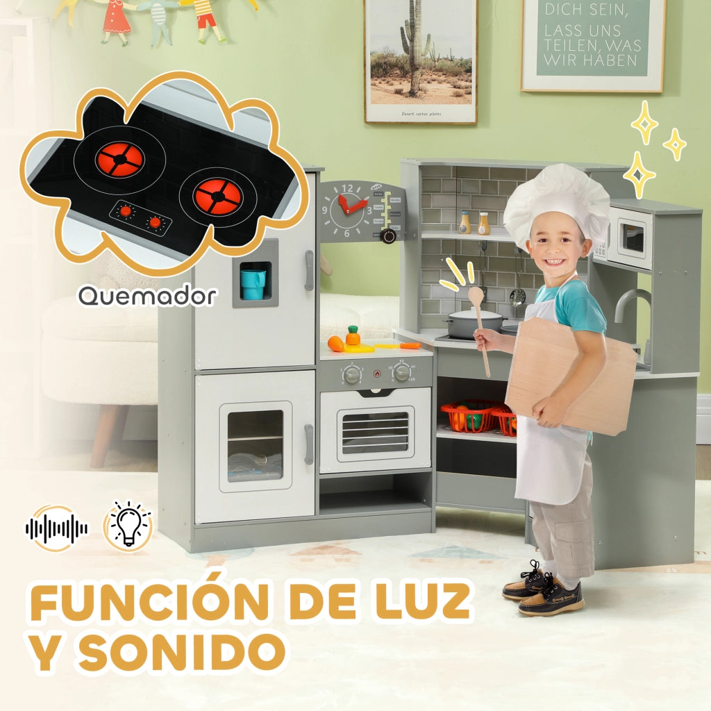 Casetta da Cucina Gioco Bambini con Accessori ¨C Zephmum ¨C Grigio