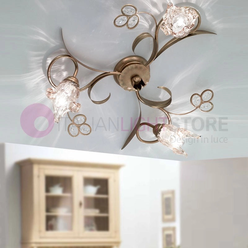 SOFIA Lampada a Parete e Soffitto Plafoniera 3 Luci Stile Classico Rustico