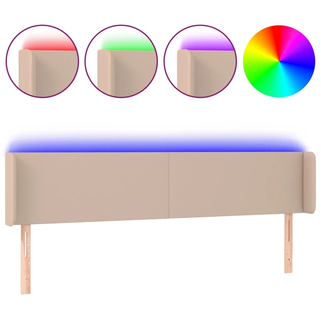 Testiera | Testata Cappuccino a LED 203x16x78/88 cm in Similpelle