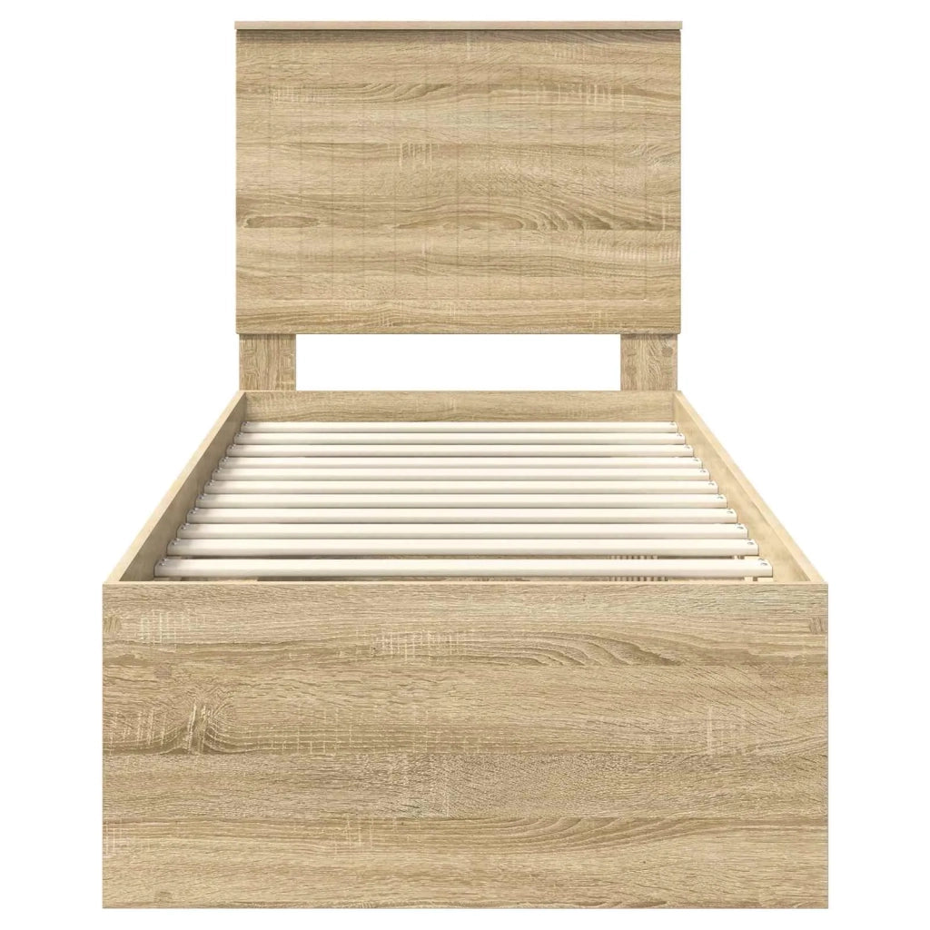 Letto singolo | Letto per adulti | Struttura del letto Rovere Sonoma 75 x 190 cm Pino massello