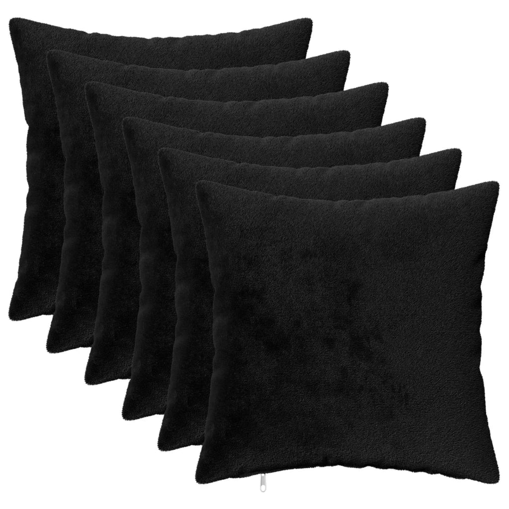 Federa 6 pcs HEERLEN Nero 30 x 30 cm Flanella 907612