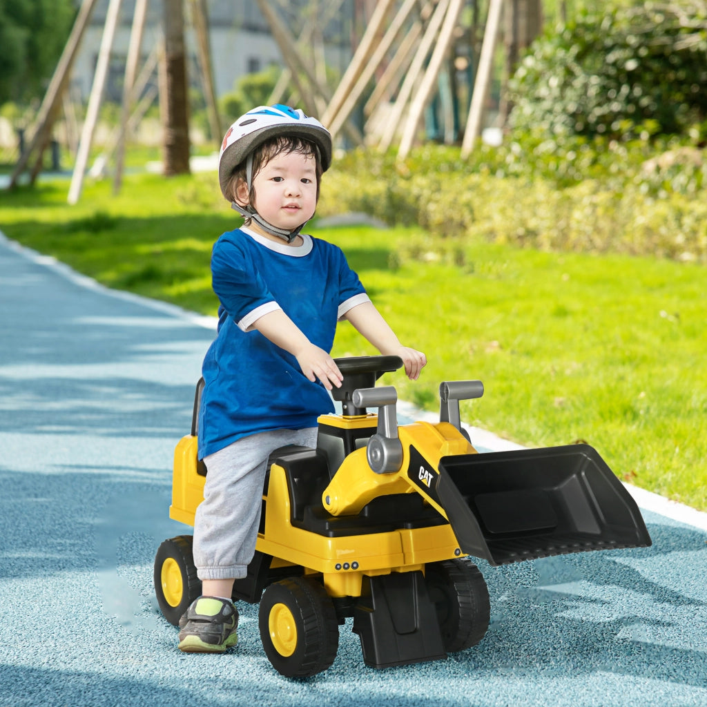 Ruspa Giocattolo per Bambini 18 e 36 Mesi con Escavatore e Spazio Portaoggetti, 78x29.5x54 cm, Giallo e Nero