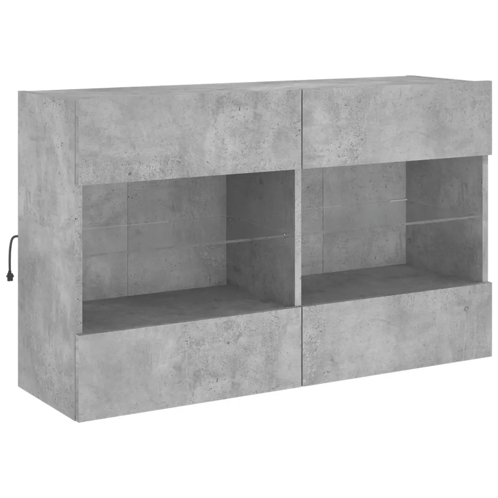 Mobile TV a Parete | Armadietto TV | Mobile Porta TV con Luci LED Grigio Cemento 98,5x30x60,5 cm