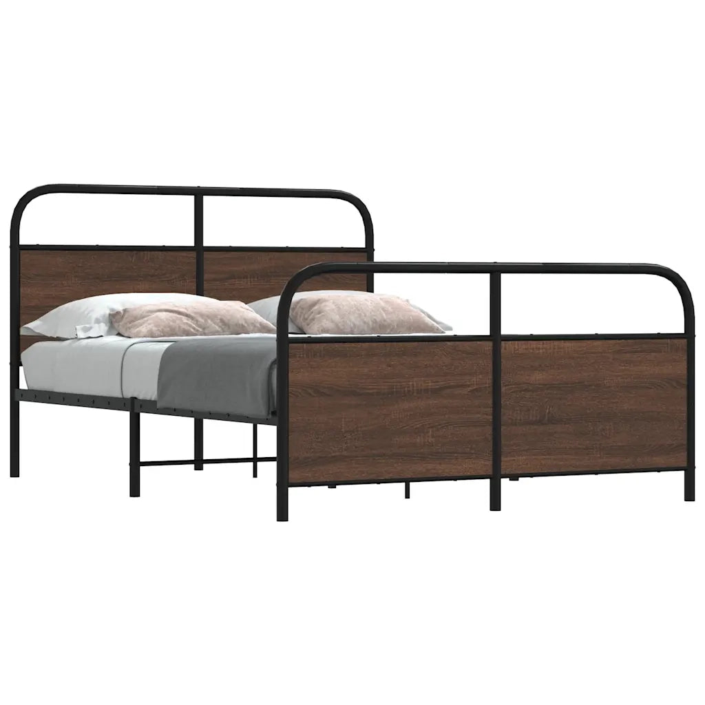 Giroletto senza Materasso-Struttura Letto in Metallo Rovere Marrone 140x200 cm 923056