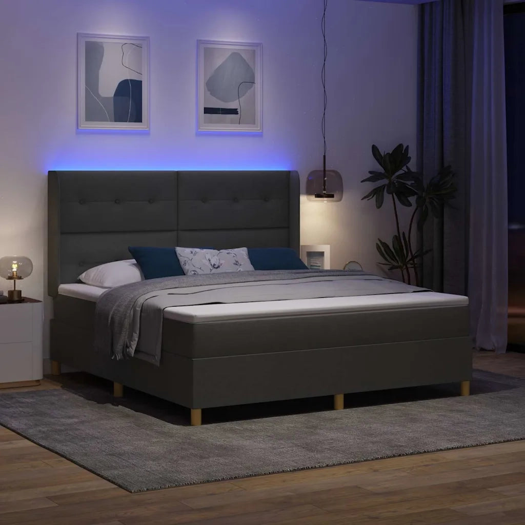 Letto a molle con materasso Grigio 140 x 200 cm Tessuto