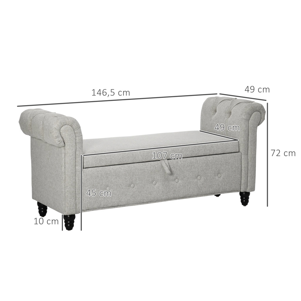 Divano a due posti con contenitore ¨C zephmum ¨C grigio 146.5x49x72 cm