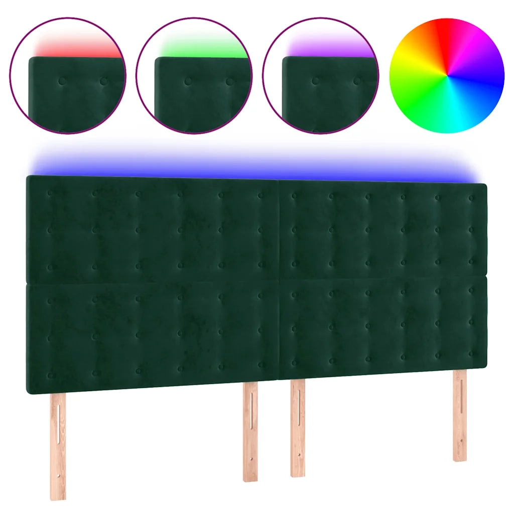 Testiera | Testata a LED Verde Scuro 200x5x118/128 cm in Velluto