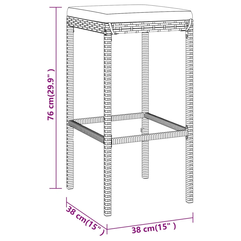 Set bar da giardino da 7 pezzi con cuscini in polyrattan nero 02_0013425