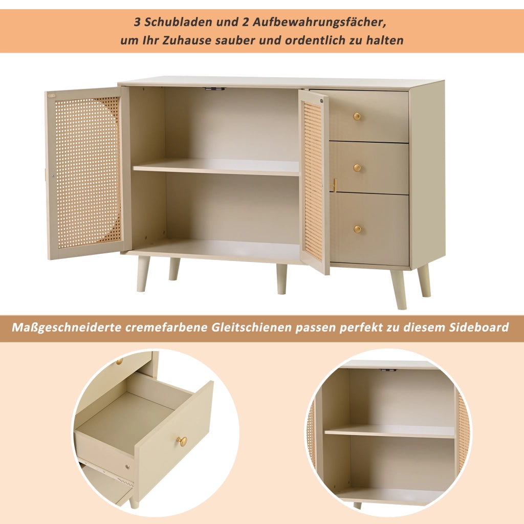 Mobile TV con Ante e Cassetti ¨C MINIMAL ¨C Bianco Crema, 120 cm