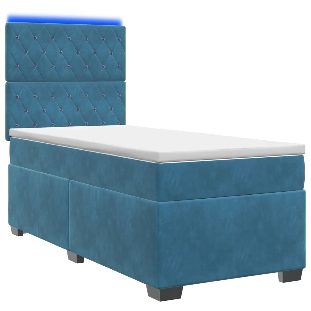 Letto box spring con materasso Blu 80 x 200 cm Velluto 3454992