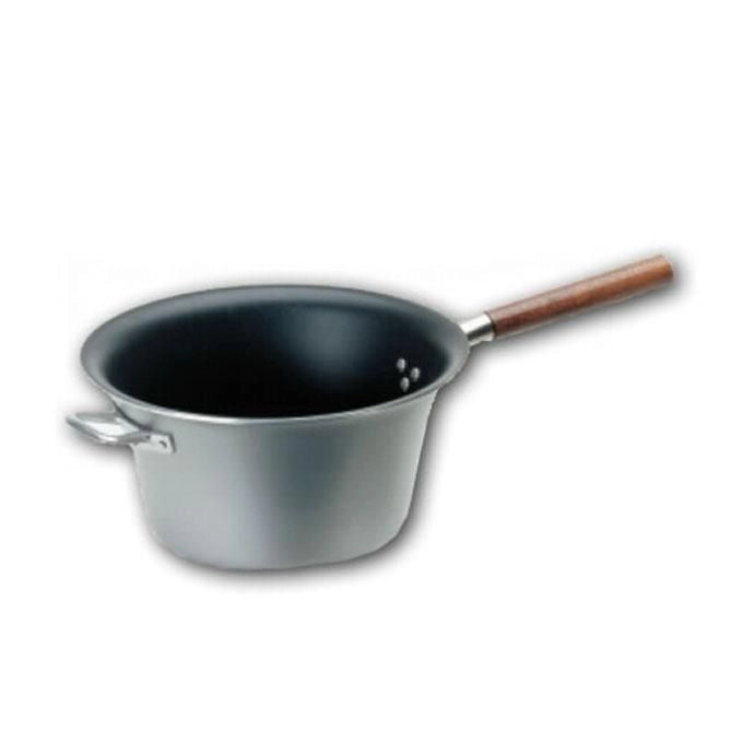 LAR PAIOLO ALLUMINIO CON MANICO IN LEGNO CM 30 INTERNO ANTIADERENTE SPESSORE 3 MM IMPUGNATURA ANTERIORE IN ACCIAIO ZINCATO LAVABILE A MANO colore Nero