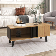 Tavolino da salotto grande 100x60x45 cm - Zephmum - Design in legno colorato e nero, cassetti, versatile