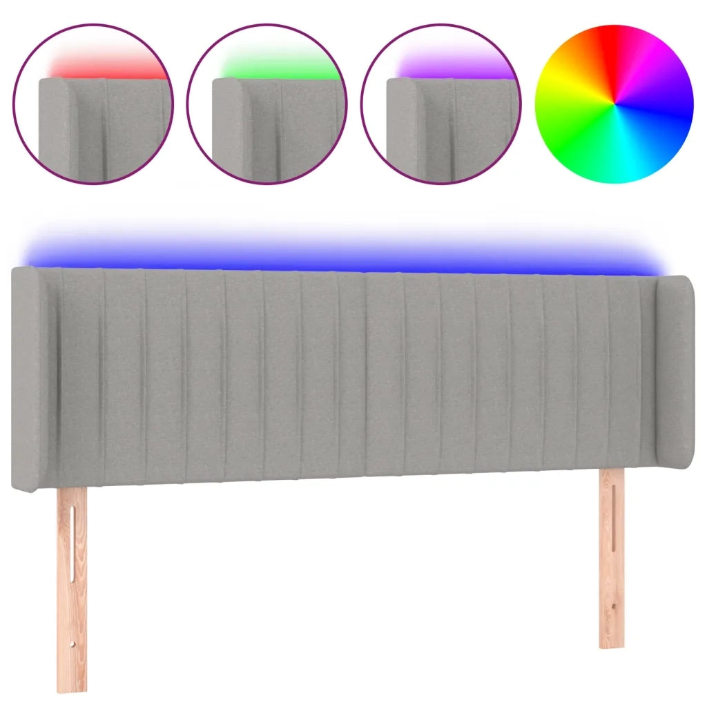 Testiera-Testata Decorativa Grigio Chiaro a LED 147x16x78/88 cm in Tessuto 722536