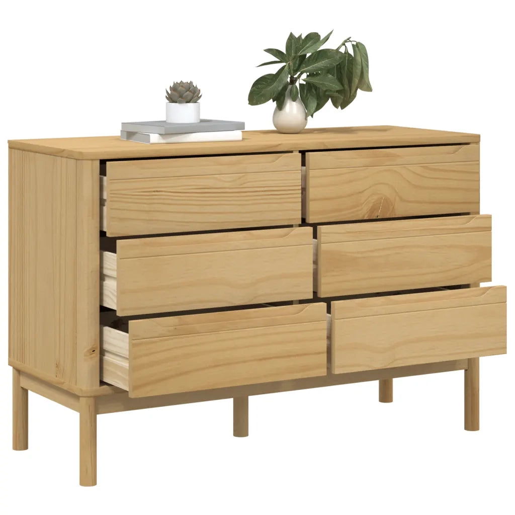 Cassettiera FLORO Marrone Cera in Legno Masselo di Pino 374011