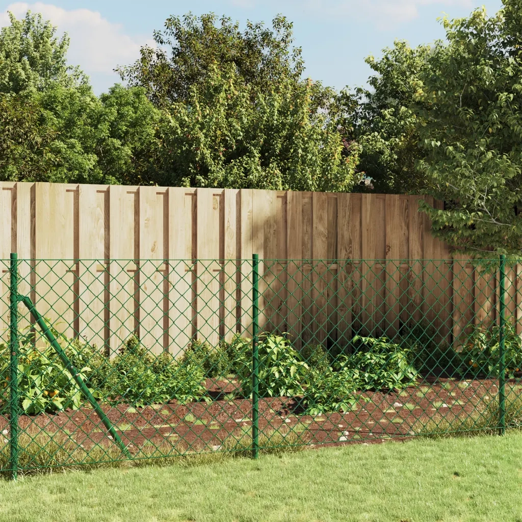 Recinzione da Giardino | Recinzione a Rete con Picchetti Ancoraggio Verde 1,1x25 m