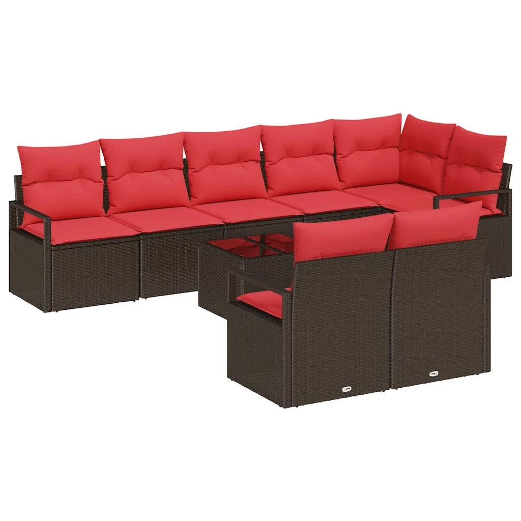 Set di divani 9 pcs Marrone polyrattan 3346444