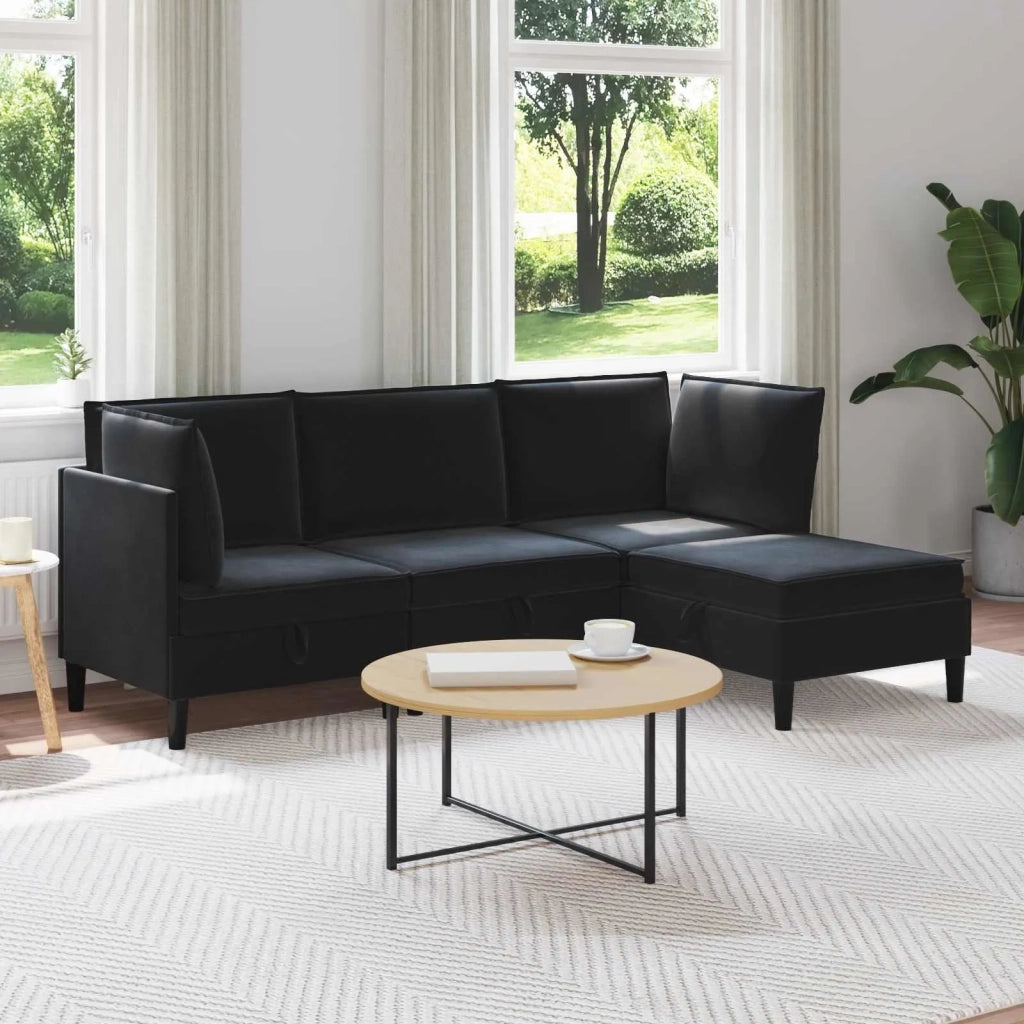 Set di mobili per il soggiorno con cuscino 4 pcs Nero Velluto 3413755