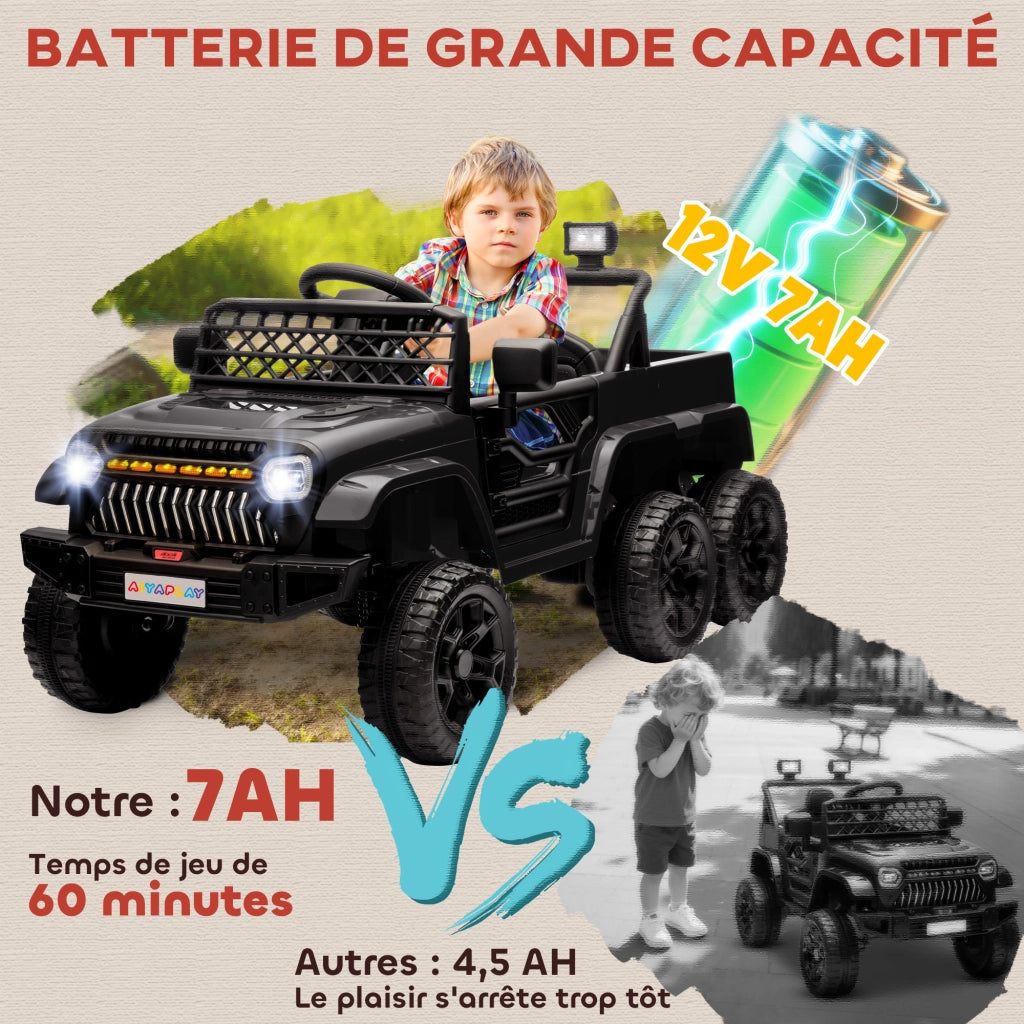 Auto Elettrica Buggy per Bambini ¨C Xylo ¨C 2 Motori 12V con Rimorchio Nero 122x62.5x65cm