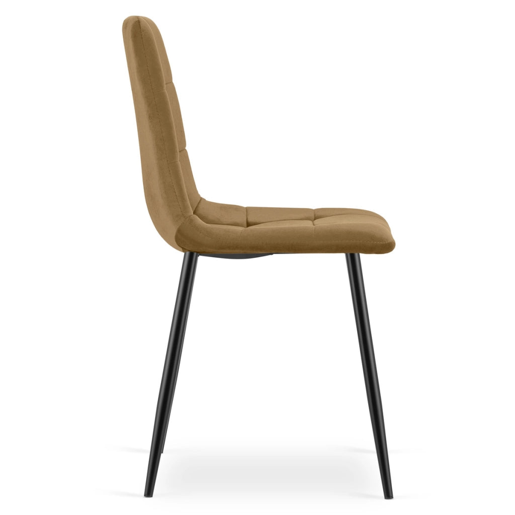 Sedia Kara in velluto marrone con gambe in metallo nero