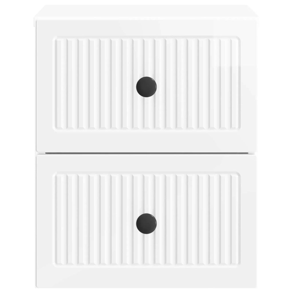 Mobiletto da notte a muro 2 pcs Bianco Lucido 33 x 34,5 x 40 cm 897964