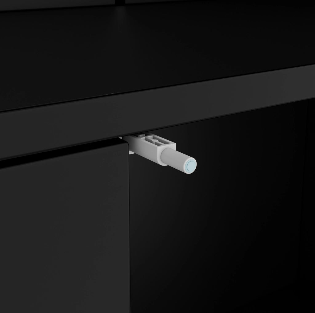 Vetrina 100x35x170 cm con LED e 2 ante in MDF; vetro e truciolare nera