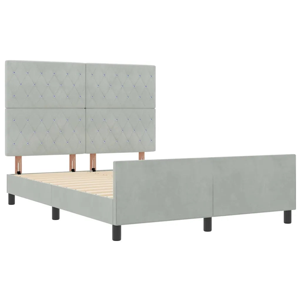 Letto a molle con testiera Grigio chiaro 160 x 200 cm Velluto 3344885