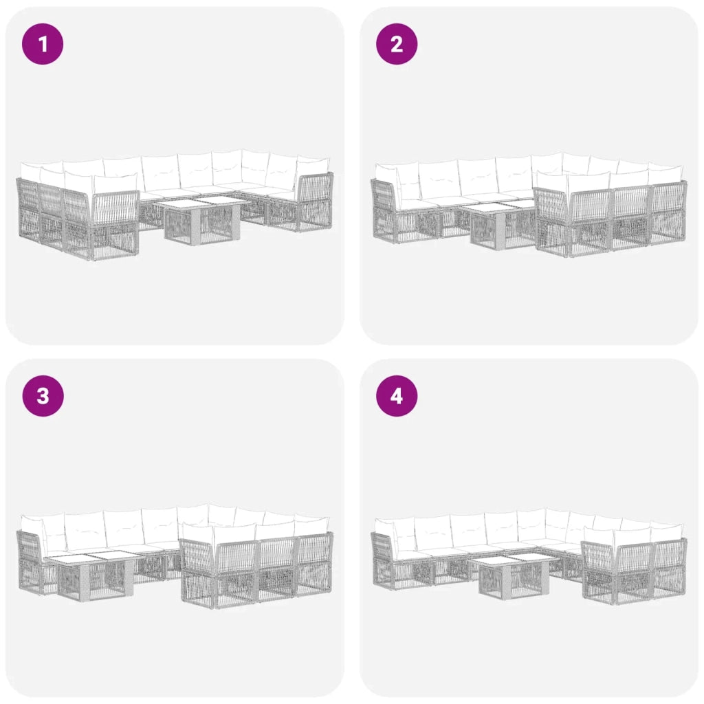 Set Divano da Giardino 11 pz Nero polyrattan 3436525