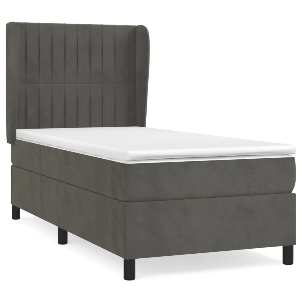 Giroletto a Molle con Materasso Grigio Scuro 80x200 cm Velluto 3129298