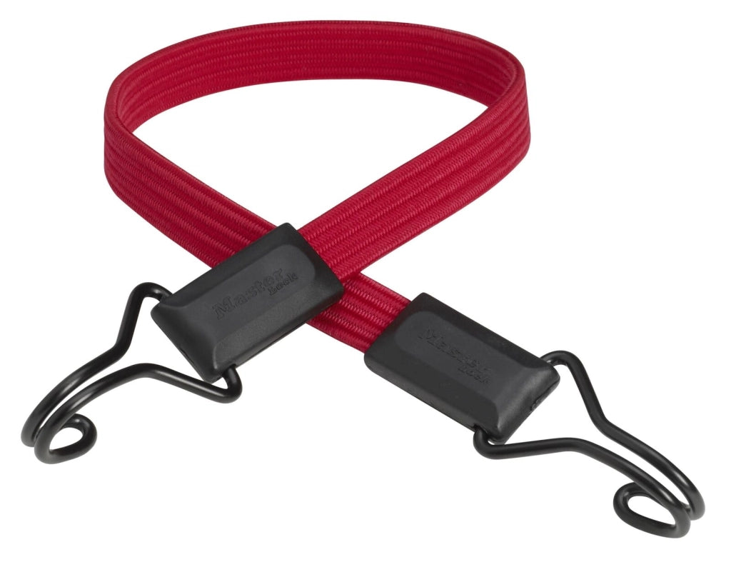 Master Lock 3224EURDAT Smooth Cavo Elastico Piatto Twin Wire 60 cm 18 mm resistenza 40 Kg ganci doppi filo acciaio colore Rosso