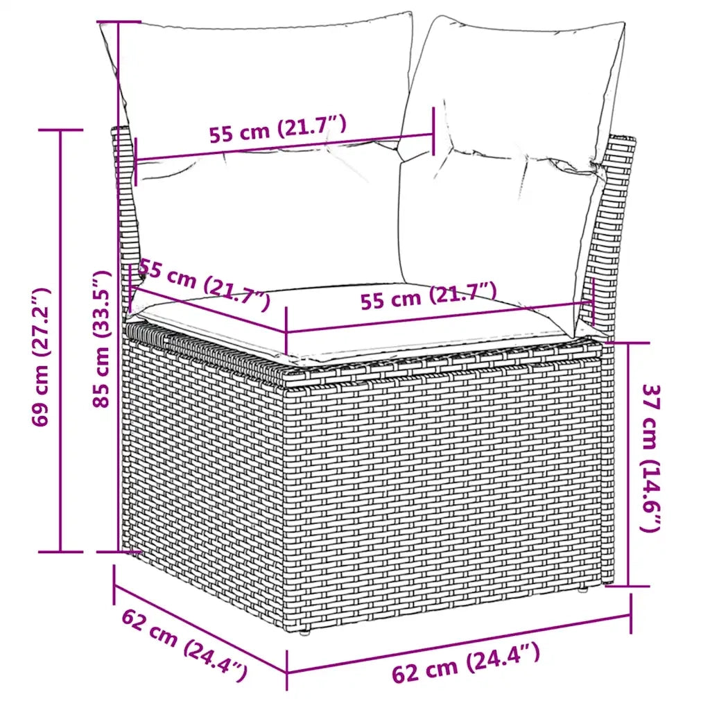 Set Divani da Giardino 7 pz con Cuscini Grigio in Polyrattan 3227111