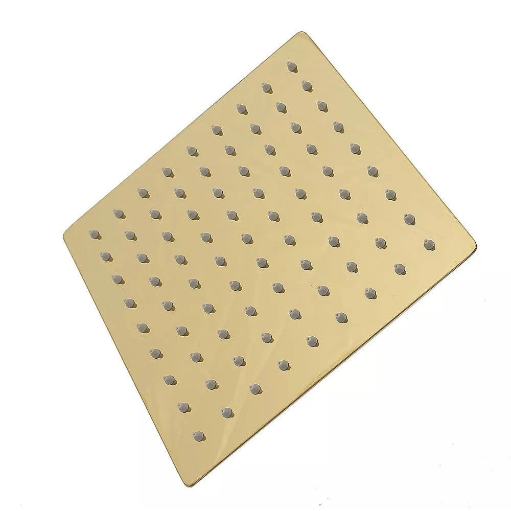Trade Shop - Soffione Doccia Ultra Slim Quadrato 25x25cm Oro Satinato Attacco Universale ½ Bagno 87882 -